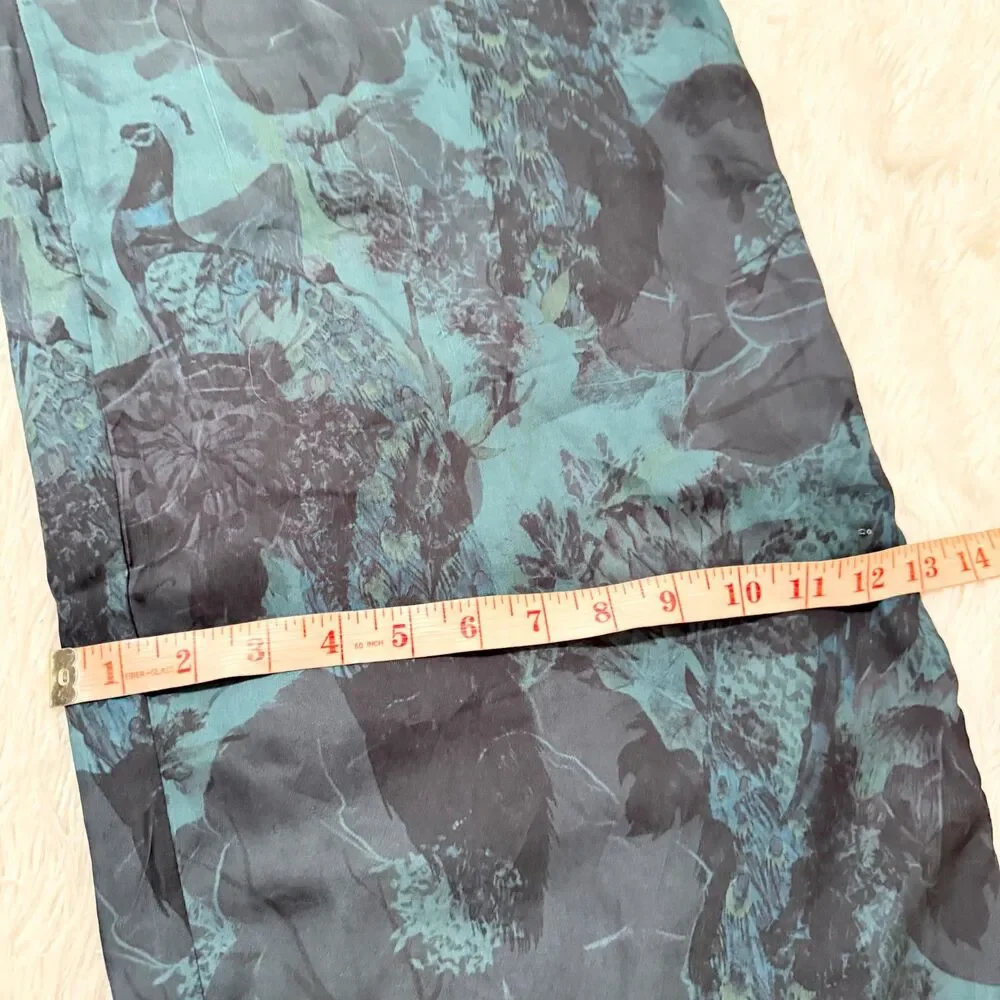 Women Soft Surroundings Floral Bosha Wide Leg Pants in Green Black Size Medium
